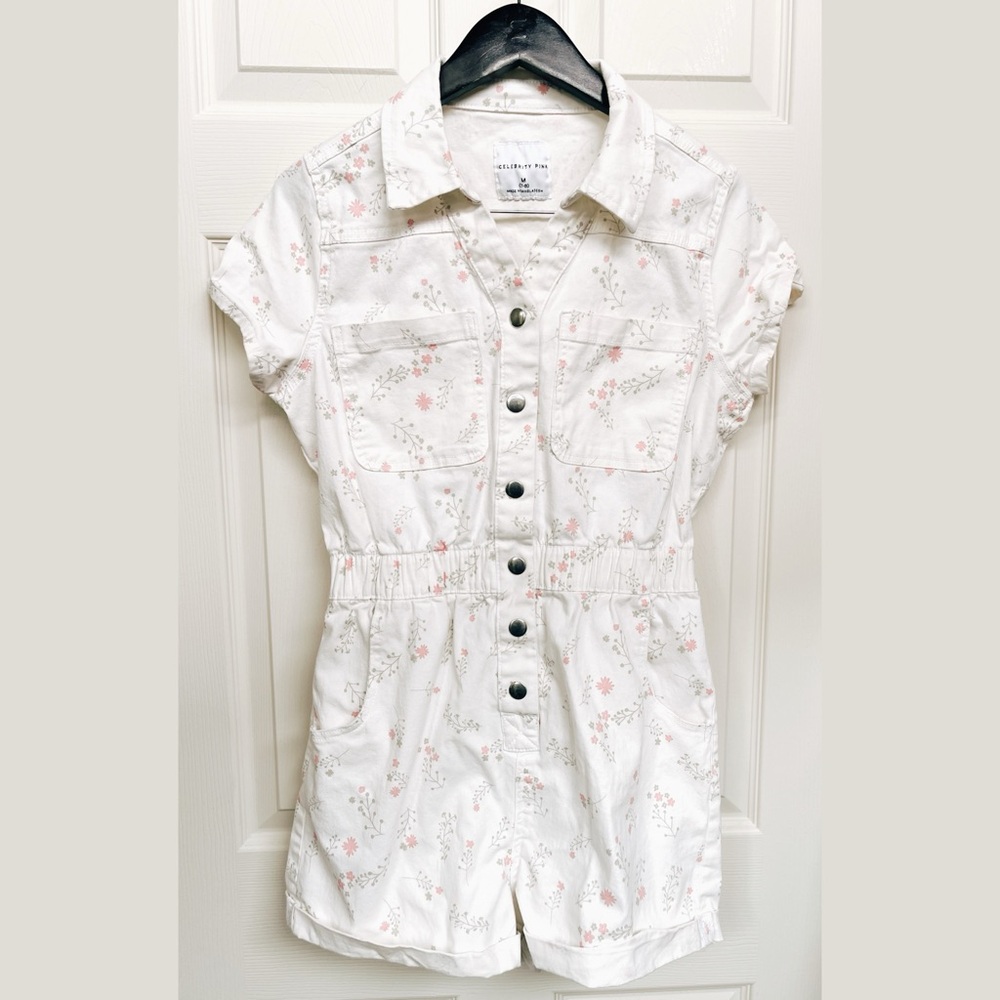 Celebrity Pink Collared Romper Shortall (7-9) Med